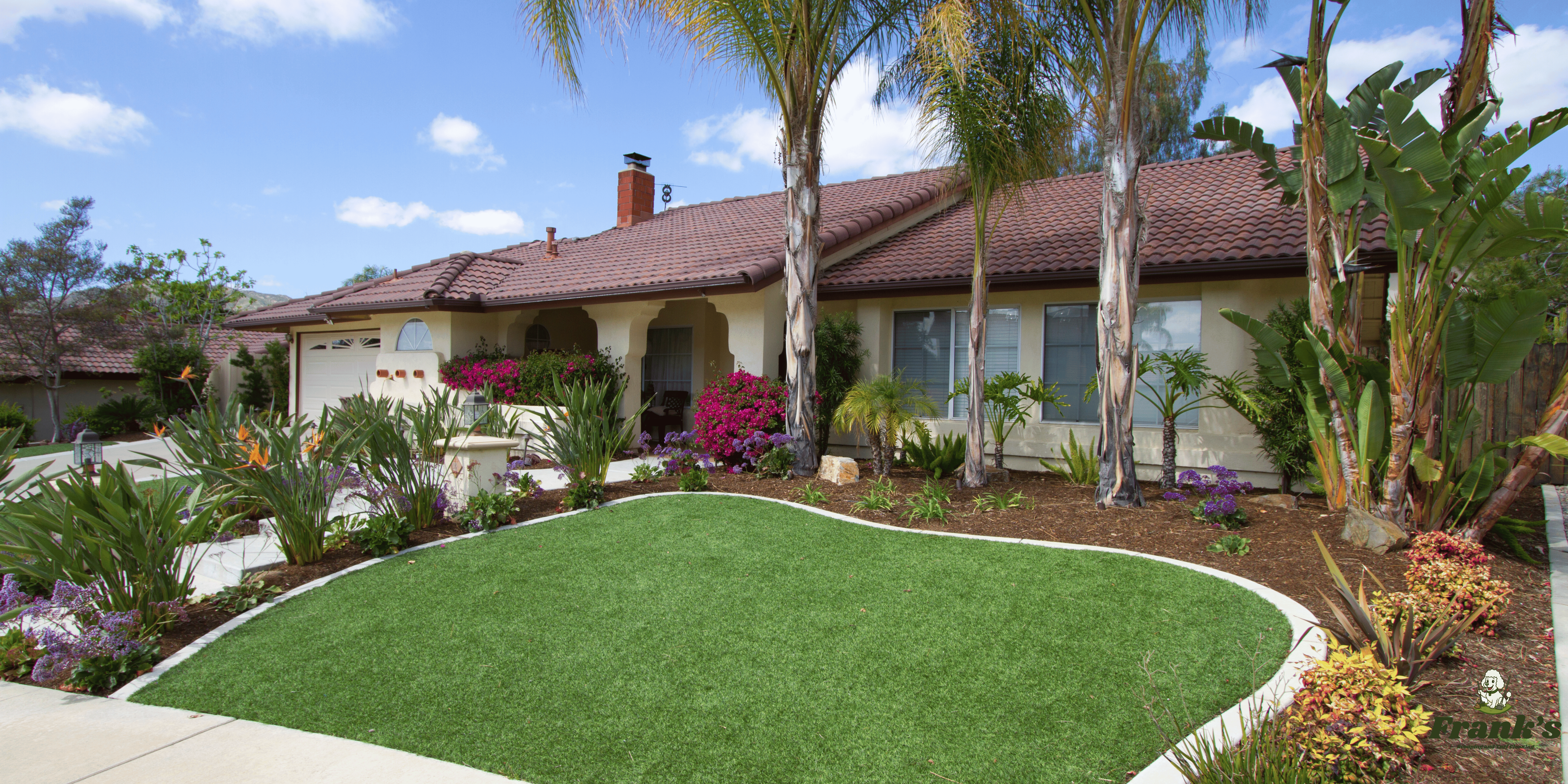 House with a well-maintained lawn and garden in a residential area